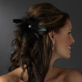 Bridal Crystal Feather Fascinator Clip 442 with Brooch Pin ( Ivory Red Black or Cafe )