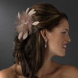 Bridal Crystal Feather Fascinator Clip 442 with Brooch Pin ( Ivory Red Black or Cafe )