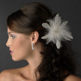 Bridal Crystal Feather Fascinator Clip 442 with Brooch Pin ( Ivory Red Black or Cafe )