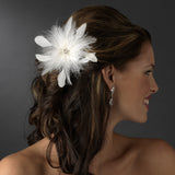 Bridal Crystal Feather Fascinator Clip 442 with Brooch Pin ( Ivory Red Black or Cafe )