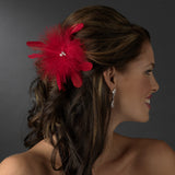 Bridal Crystal Feather Fascinator Clip 442 with Brooch Pin ( Ivory Red Black or Cafe )