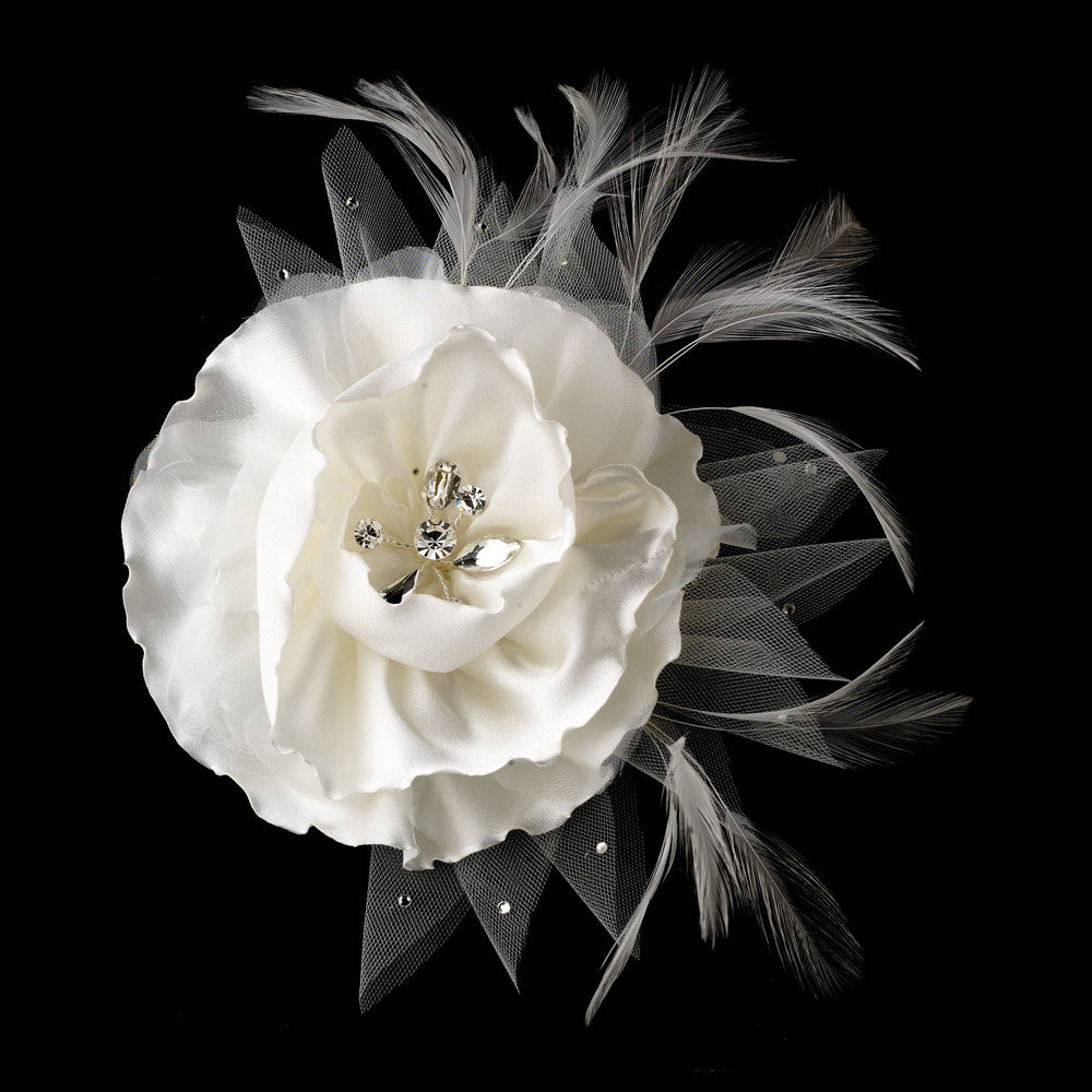 Ivory or White Flower Clip 473 with Brooch Pin