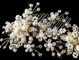 Swarovski Crystal & Freshwater Pearl Bridal Comb 002 (Gold or Silver Ivory Rum)