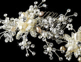 Swarovski Crystal & Freshwater Pearl Bridal Comb 002 (Gold or Silver Ivory Rum)