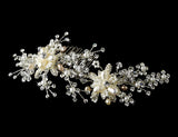 Swarovski Crystal & Freshwater Pearl Bridal Comb 002 (Gold or Silver Ivory Rum)