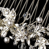 Silver Crystal Pearl Bridal Hair Comb 040