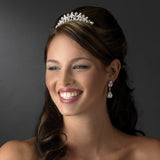 Headpiece Comb 1114 Silver Floral Crystal