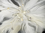 Silver Freshwater Pearl Flower Feather Fascinator Comb 1535