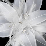 Large Bridal Feather Comb Headpiece 1538 White or Ivory