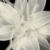 Large Bridal Feather Comb Headpiece 1538 White or Ivory