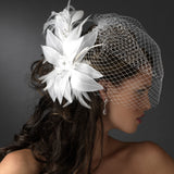 Large Bridal Feather Comb Headpiece 1538 White or Ivory