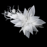 Large Bridal Feather Comb Headpiece 1538 White or Ivory