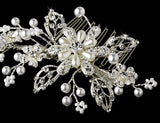 Pearl Crystal Couture Comb 1643 (Silver White or Gold Ivory)
