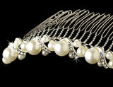 Elegant Pearl & Rhinestone Ribbon Bridal Comb 294