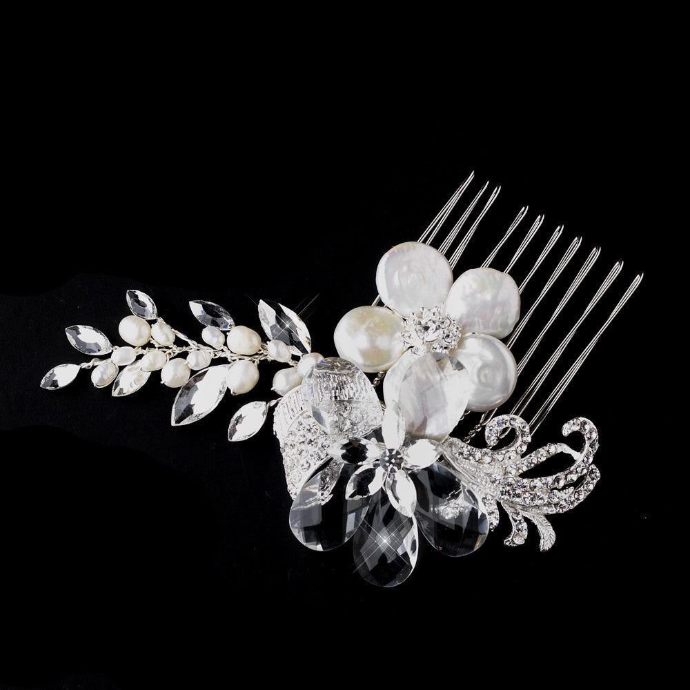 Silver Ivory Pearl Comb 4013