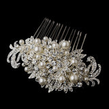 Fabulous Crystal & Pearl Vintage Bridal Comb 752 (Silver or Antique Silver)