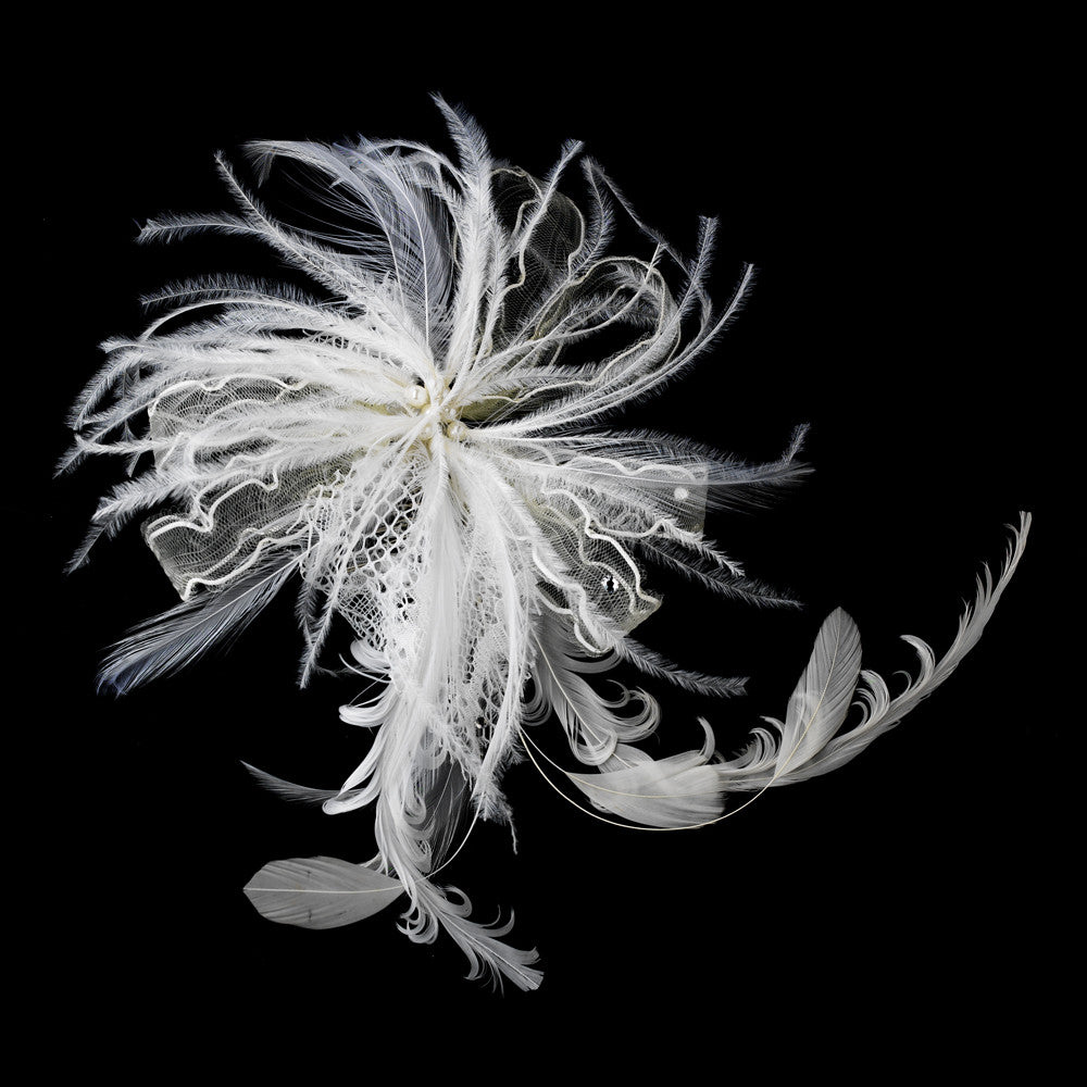 Fabulous Feather Fascinator Bridal Comb or Clip 8989