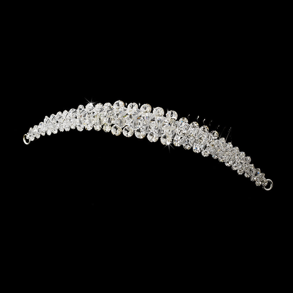 Striking Silver Clear Rhinestone & Swarovski Crystal Bridal Comb 900