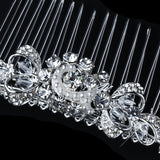 Silver White Pearl, Clear Swarovski Crystal & Rhinestone Comb 905