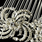 Silver Clear Crystal & Pearl Comb 906