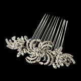 Silver Clear Crystal & Pearl Comb 906