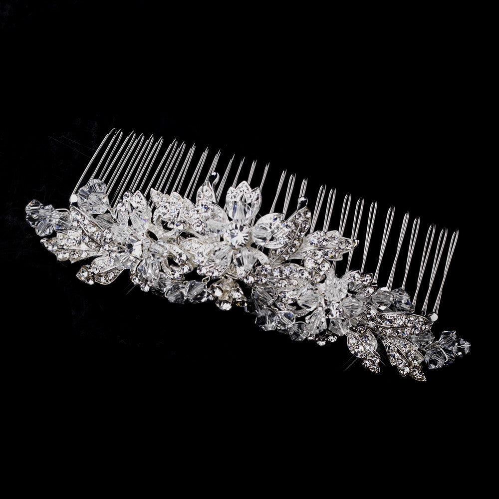 Silver Clear Tiara Comb Hair 914
