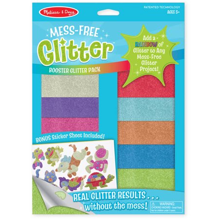 Melissa & Doug Mess-Free Glitter - Booster Glitter Pack With 8 Glitter Sheets and 7 Foam Glitter Animal Stickers