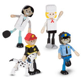 Melissa & Doug Wooden Flexible Figures 7-Piece Career Dolls for Dollhouses