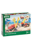 BRIO 26 Piece Rail & Road Crane Set Wooden Tracks and Vehicles