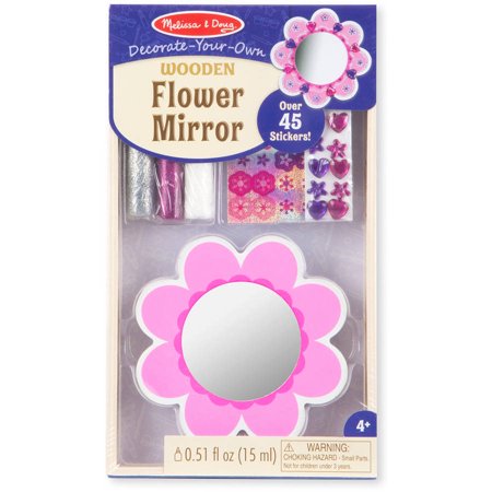 Melissa & Doug Decorate-Your-Own Wooden Pocket-Sized Flower Mirror Craft Kit