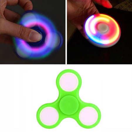 Light Up Color Flashing LED Fidget Spinner Tri-Spinner Hand Spinner Finger Spinner Toy Stress Reducer for Anxiety and Stress Relief - Green