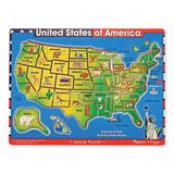 Melissa & Doug USA Map Sound Puzzle - Wooden Peg Puzzle With Sound Effects (40pc)