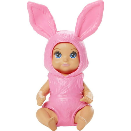 Barbie Skipper Baby Doll with Removable Pink Bunny Onesie Costume & Diaper