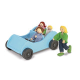 Melissa & Doug Road Trip Wooden Toy Car and 4 Poseable Dolls (4-5 inches each)