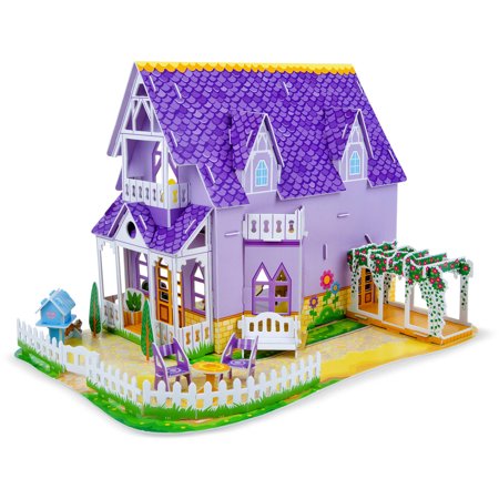 Melissa & Doug Pretty Purple Dollhouse 3-D Puzzle (16 x 10.75 x 10.75 inches, 100+ pcs)