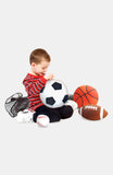 Melissa & Doug Sports Throw Pillows With Mesh Storage Bag - Plush Basketball, Baseball, Soccer Ball, and Football