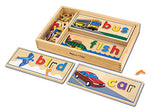 Melissa & Doug See & Spell Wooden Educational Toy With 8 Double-Sided Spelling Boards and 64 Letters