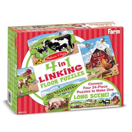 Melissa And Doug Farm 4-In-1 Jumbo Linking Floor Puzzle 96pc