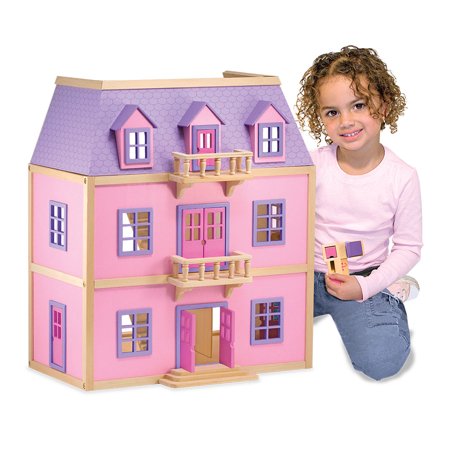 Melissa & Doug Multi-Level Wooden Dollhouse With 19pc Furniture