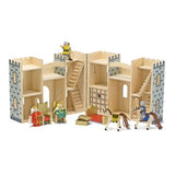 Melissa & Doug Fold and Go Wooden Castle Dollhouse With Wooden Dolls and Horses (12pc)