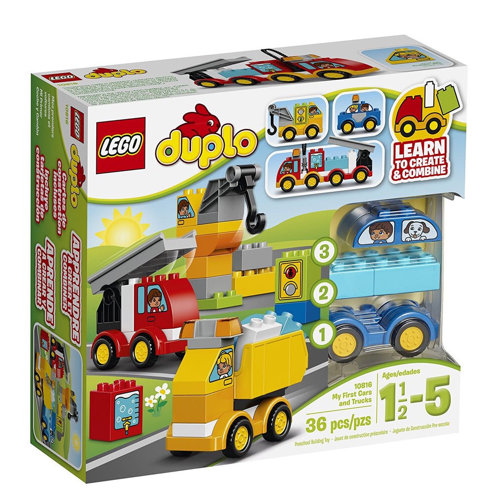 LEGO DUPLO My First Cars and Trucks 10816, Preschool, Pre-Kindergarten Large Building Block Toys for Toddlers
