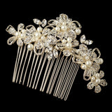 Swarovski Crystal Bead & Rhinestone Floral Ribbon Hair Comb 64