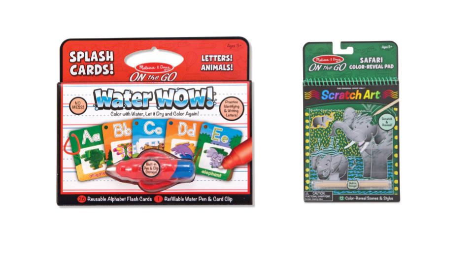 Bundle of 2 |Melissa Doug Water Wow! (Splash Cards Alphabet & Water Revealing Pad Safari)