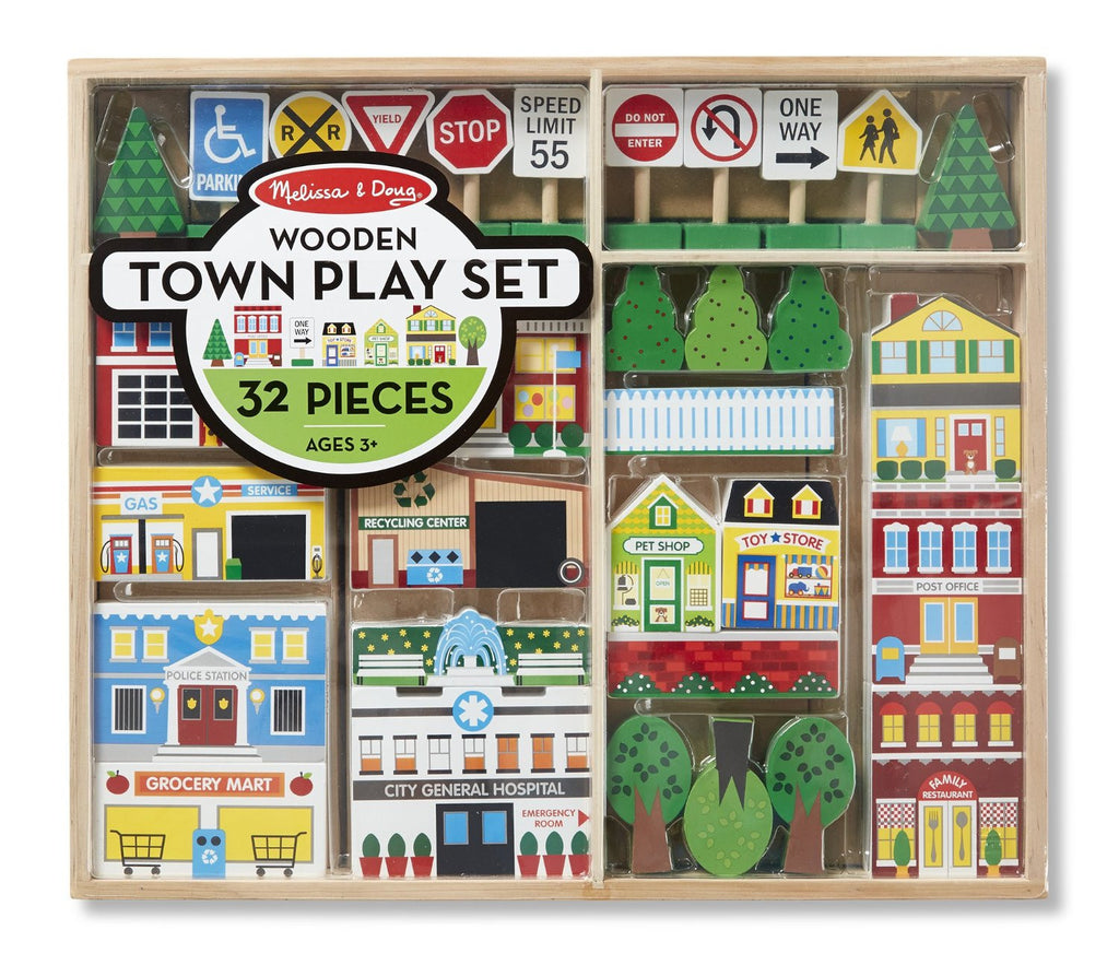 Melissa & Doug Wooden Town Play Set 4796