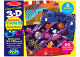 Melissa & Doug Easy-to-See 3-D Sticker Pad: Pirate, Knight, and Space - 110 Reusable Stickers, 3-D Glasses
