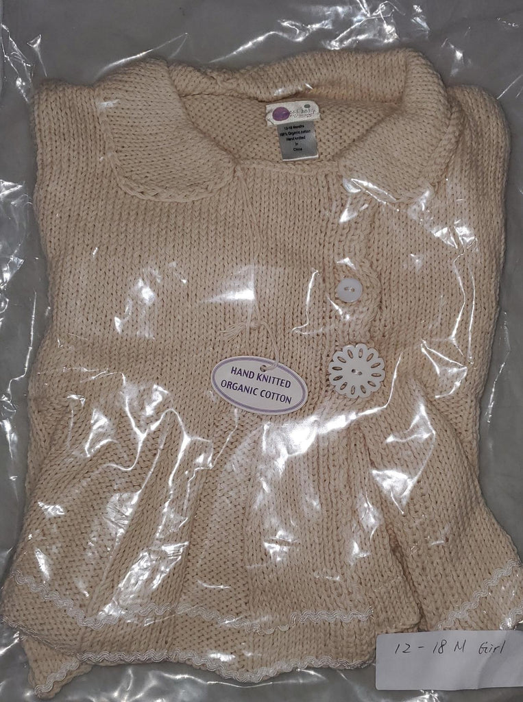 Empress Arts Hand Knitted Organic Cotton Girl's Multi Button Sweater 12-18m