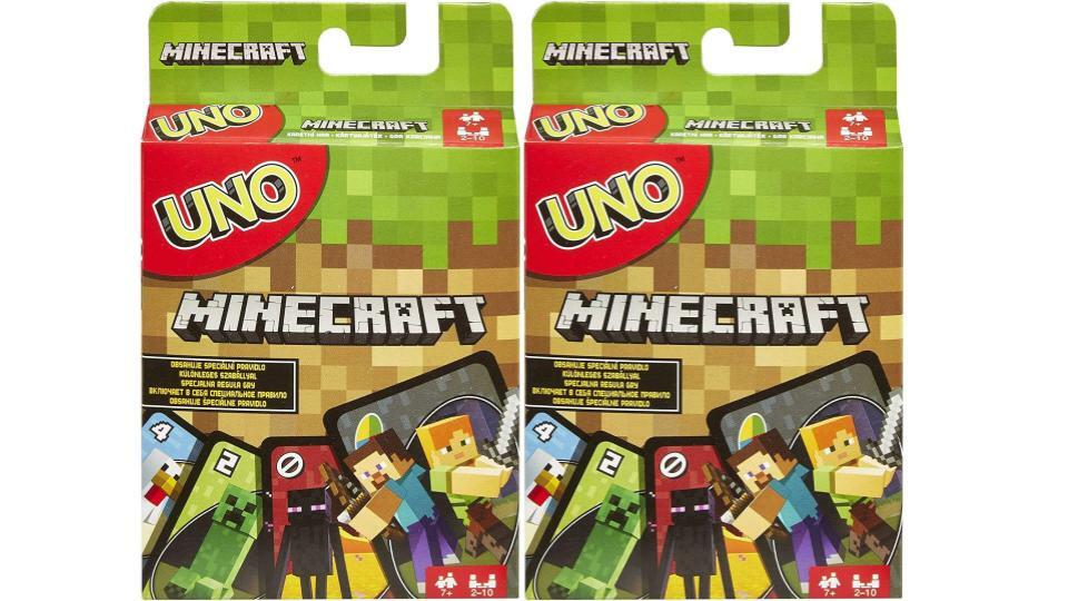 Set of 2 - UNO Minecraft Card Game Includes the world of Minecraft Multicolor