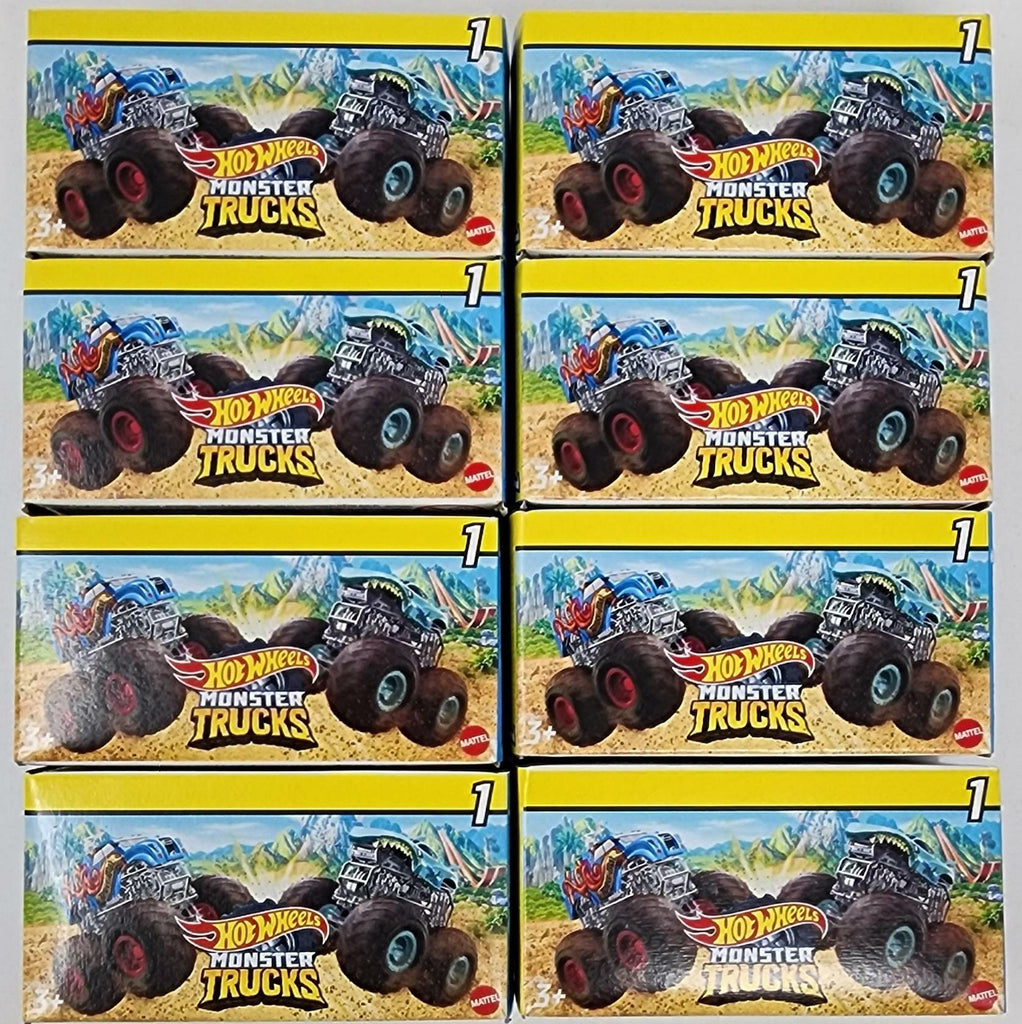 Complete Set of 8 |Hot Wheels Monster Trucks Mini Blind Box Yellow Wave Series 1