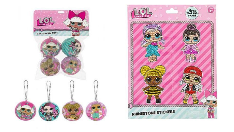 Bundle of 2 |L.O.L. Surprise! Party Favors - (Squishy Toys & Rhinestone Sticker Set)