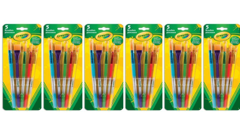 Set of 6 |Crayola 5pcs Brushes - Flat, Angled, & Round Brush Set
